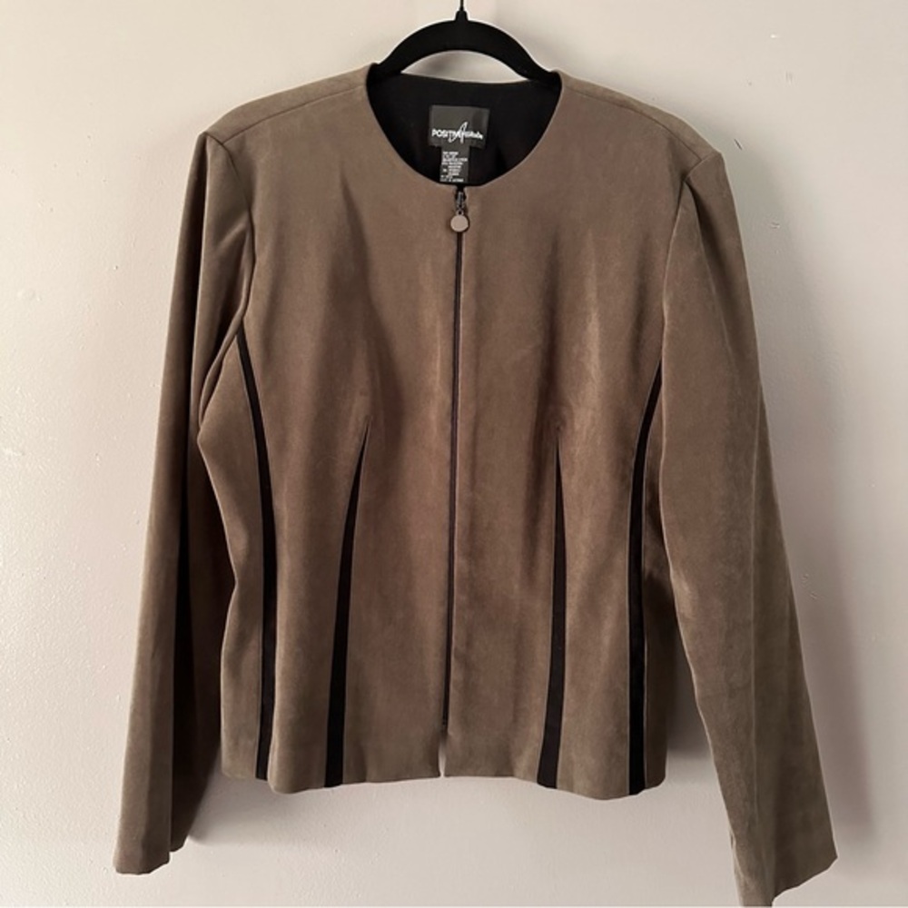 Positive Attitude Vintage Zip Up Jacket | Olive‎ Green